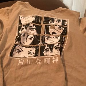 Beige anime shirt originally 5 dollars